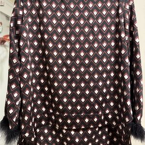 Zara Red and Black Geometric Blouse
